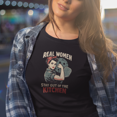 Real Women Stay Out of the Kitchen – Vintage Pickleball Graphic Tee